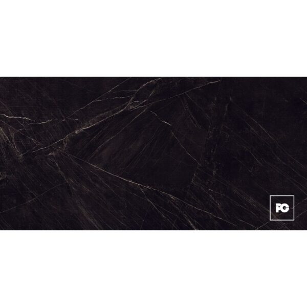 Dark black marble texture with white veins and a small pg logo in the bottom-right corner.