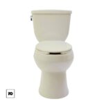 Sanitario-kenzo-hueso-corona-2-ok | Plomería García White porcelain toilet with tank and closed lid on a white background (product photo). - informative image of a standard toilet shown front-on.