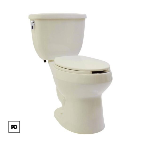 Sanitario-kenzo-hueso-corona-ok | Plomería García White ceramic toilet with tank and closed seat, photographed against a plain white background.