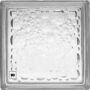 Close-up of a square glass dish filled with carbonated liquid and many bubbles, with a logo in the bottom-left corner.