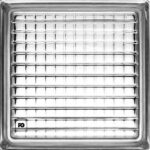 Stainless steel oven broiler rack with parallel bars in a square border.