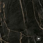 Dark marble texture with gold veins, bottom-right logo overlaid in a white square.