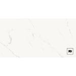 White marble background with subtle gray veins and a small black pg logo in a square bottom-right corner.
