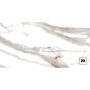 White marble texture with gray and gold veins, featuring a small PG logo in the bottom-right corner