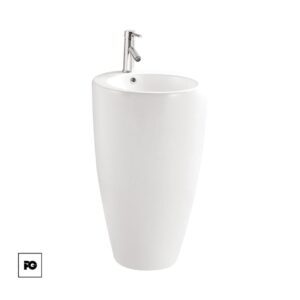 Lavabo redondo cuerpo completo color blanco, modelo Kinea.