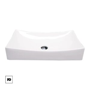Lavabo de cerámica esmaltada color blanco, modelo Allos.