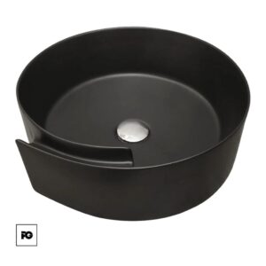 Lavabo redondo de cerámica esmaltada color negro, modelo Nokia.