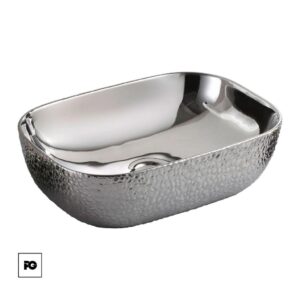 Lavabo de cerámica esmaltada artesanal color silver, modelo Celia.