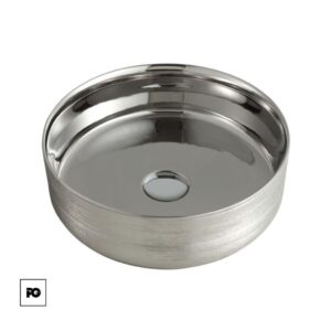Lavabo redondo de cerámica esmaltada color silver, modelo Sitara.