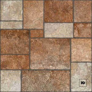 Patterned interlocking stone pavers in brown