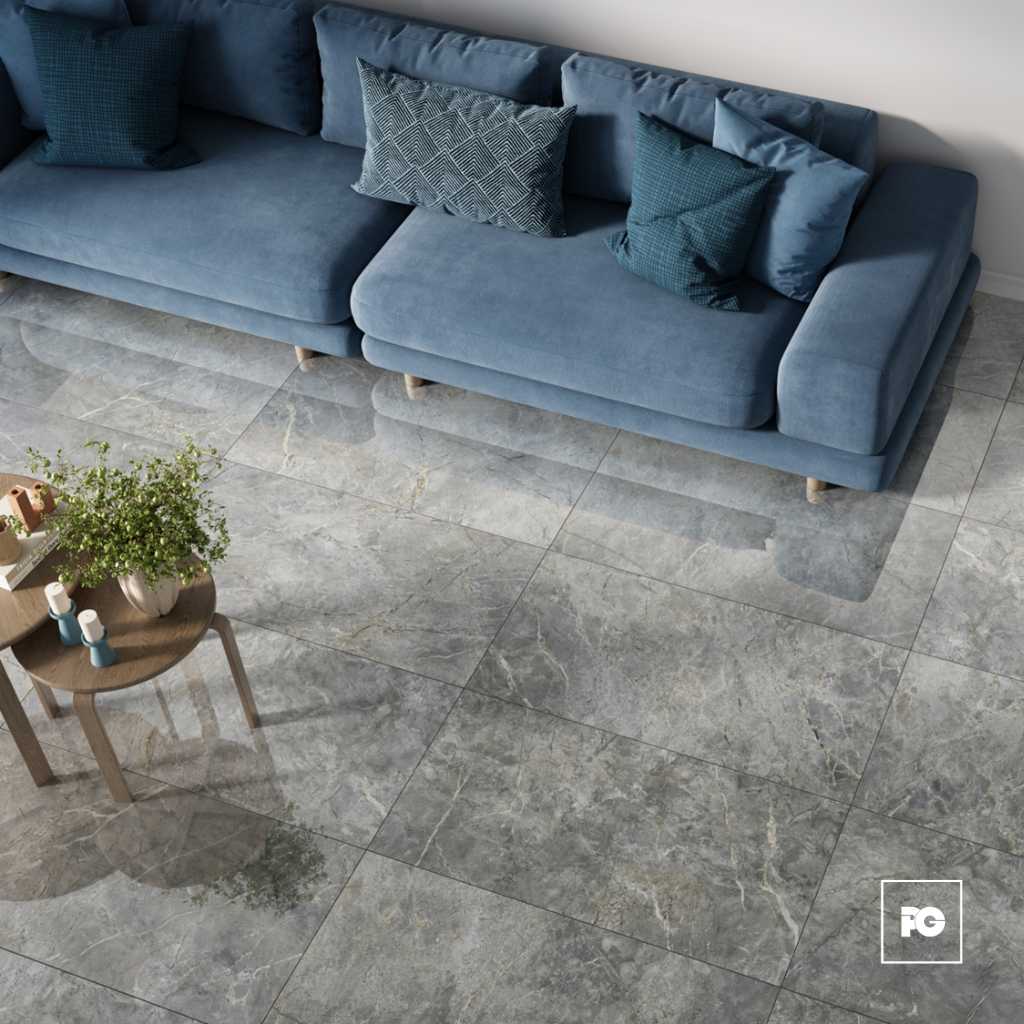 Piso cerámico pulido color gris formato 50x100, modelo Rafaello. - Imagen 2