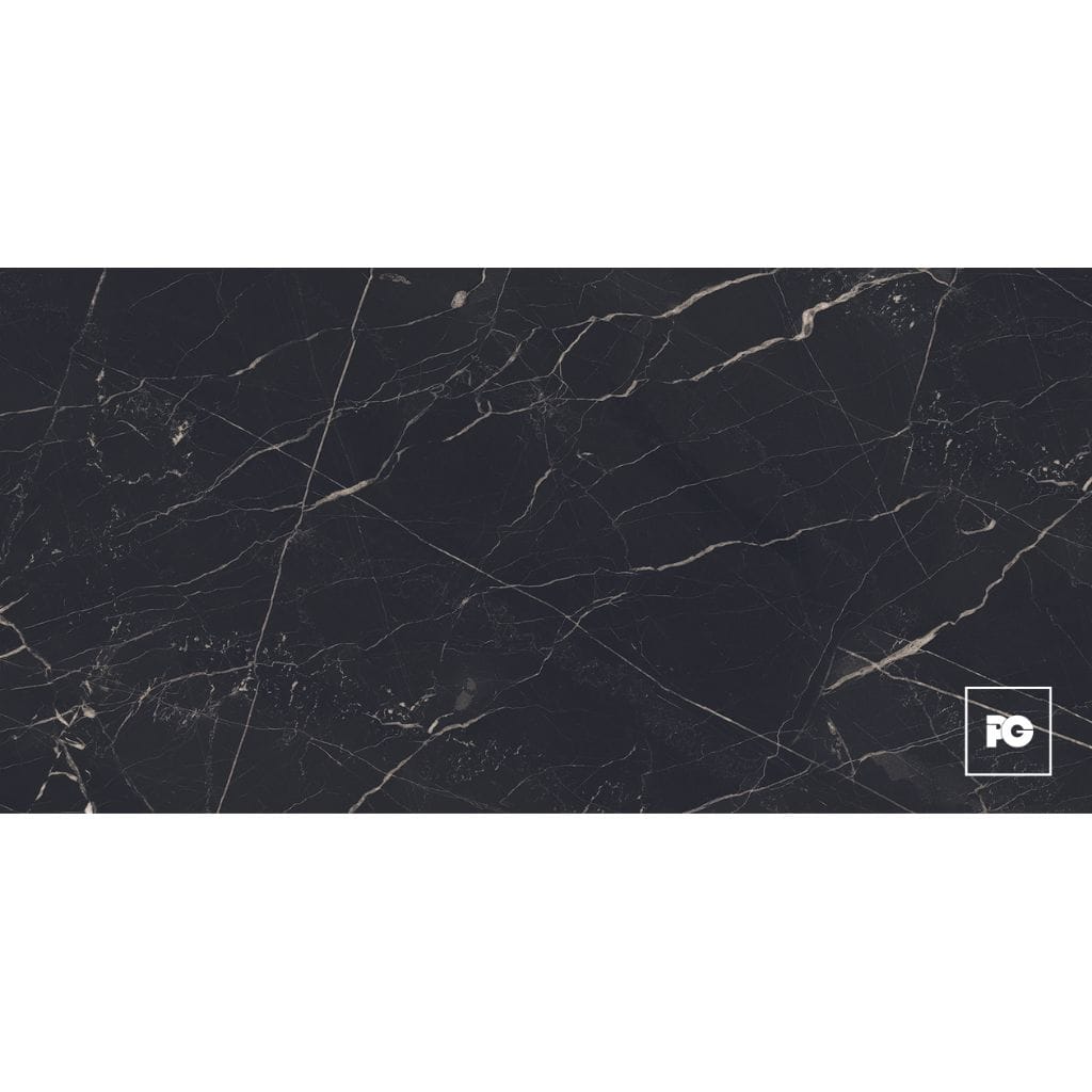 Piso Porcelánico Esmaltado Anconca Negro Tipo Mármol Brillante 60 x 120.
