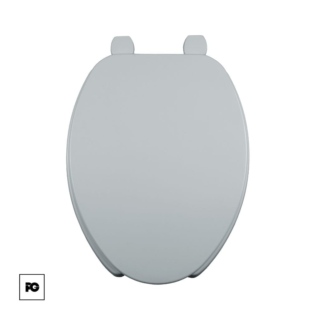 Asiento de plástico alargado, color blanco, frente abierto con tapa. - Imagen 2