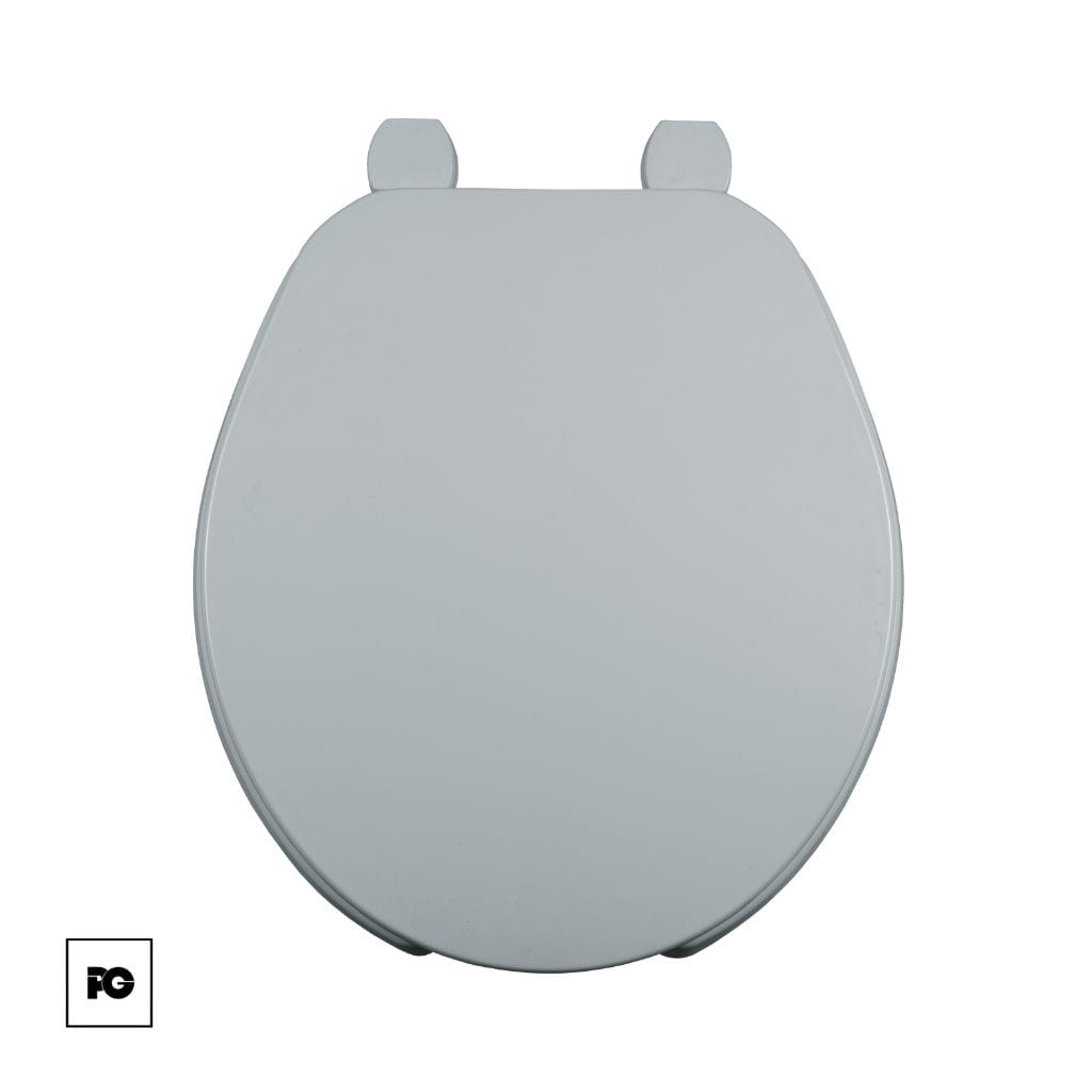 Asiento de plástico redondo, color blanco, frente abierto con tapa. - Imagen 2
