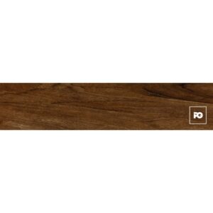 Piso cerámico tipo madera color nogal formato 20x90, modelo Villawood.