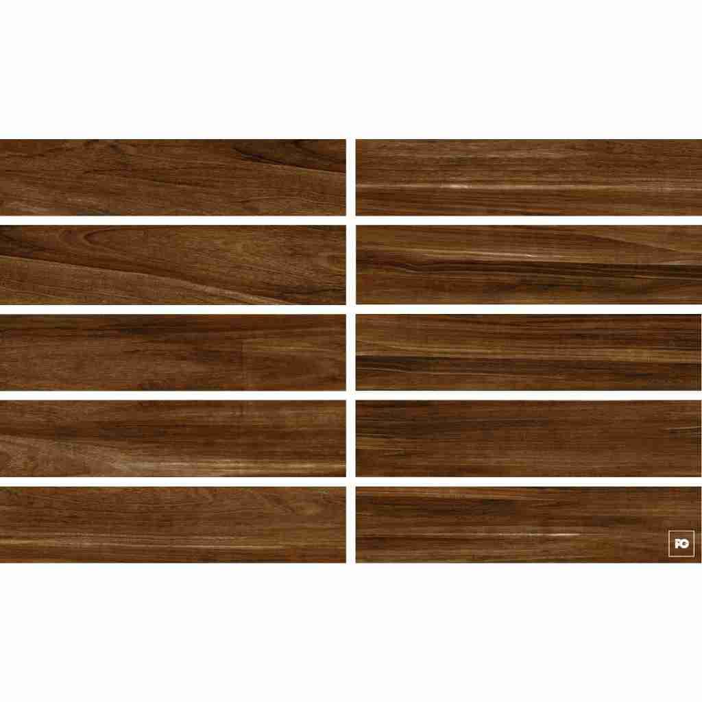 Piso cerámico tipo madera color nogal formato 20x90, modelo Villawood. - Imagen 3