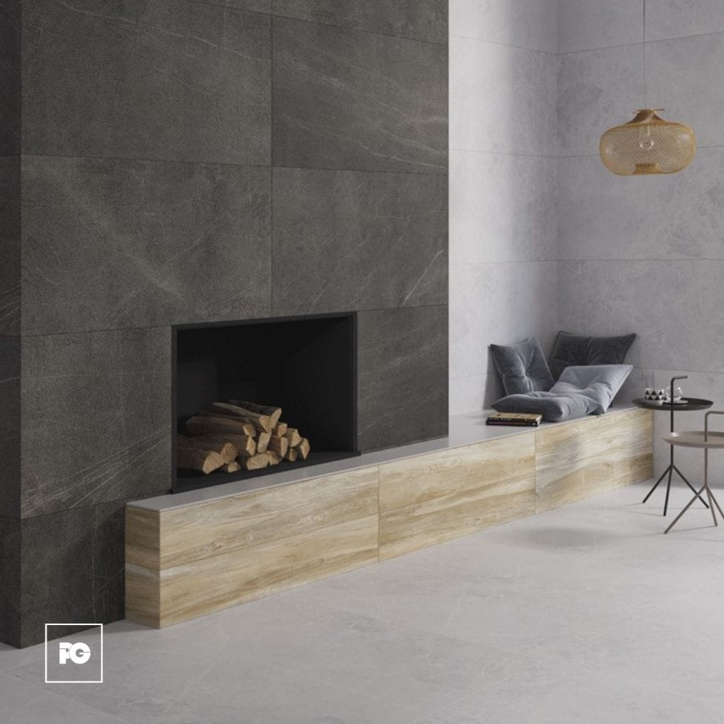 Piso cerámico rectificado color negro formato 61x122, modelo Brasil. - Imagen 2