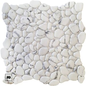 Pebble-pattern floor with irregular white and gray stones