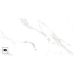 Piso porcelánico tipo mármol blanco brillante colossale 80 × 160 cm-tendenzza-ok | Plomería García White marble texture with light gray veins and a small pg logo in a bordered square at the bottom-left corner