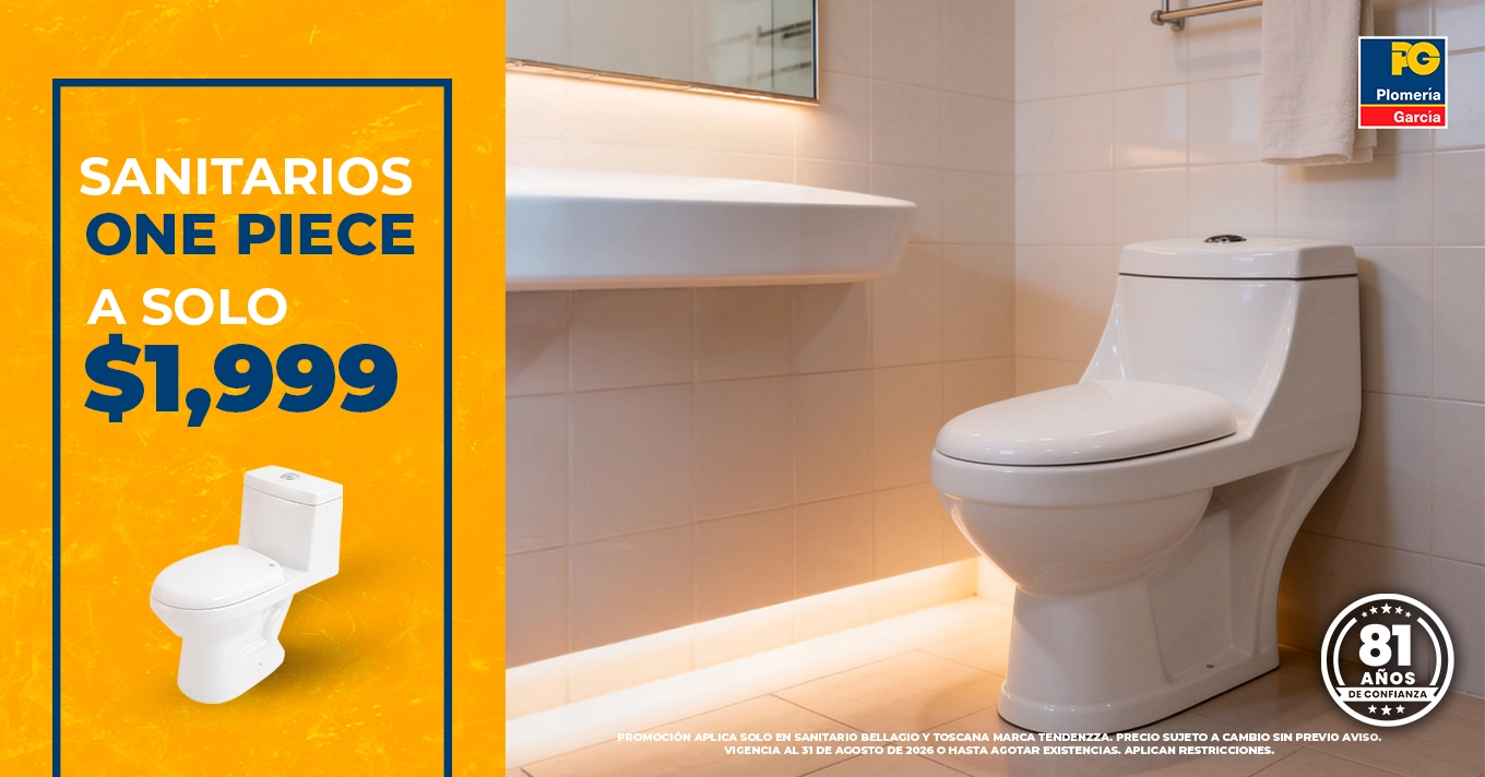 Advertisement: white one-piece toilet on the right with an orange sale panel and $1,999 price tag on the left panel.